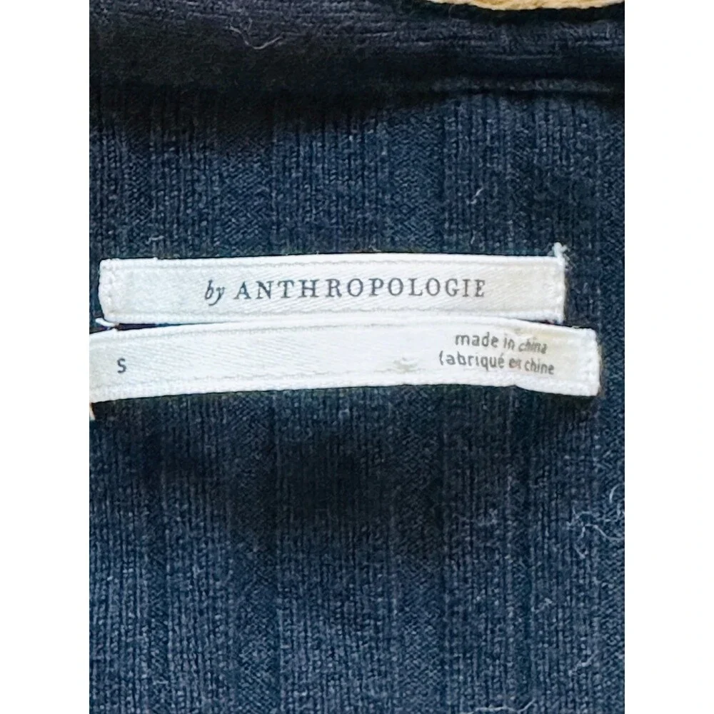 ANTHROPOLOGIE Ruffle Front Cardigan Size S Black Cream Whimsigoth Victorian